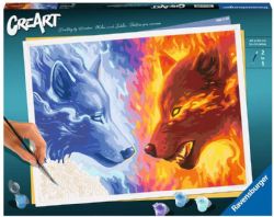 PEINTURE À NUMÉROS CREART RAVENSBURGER - LOUPS DE FEU ET DE GLACE - 12